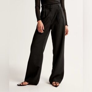 NWT A&F Sloane Tailored High-Waisted Straight Wide-Leg Black Trousers Size 31